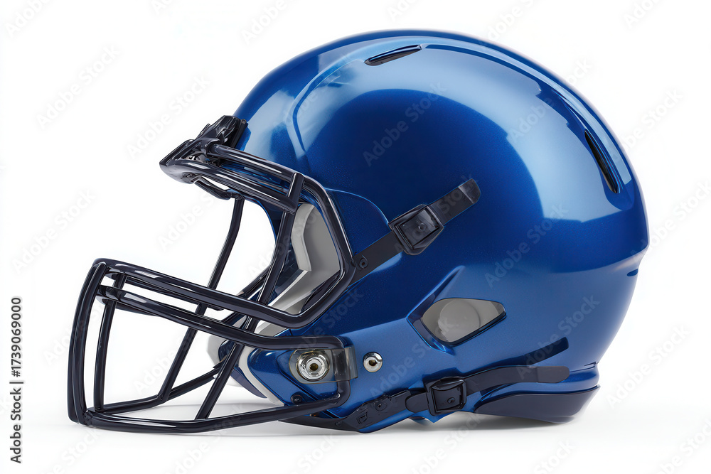 Fototapeta premium Football helmet captures the essence of competition and safety for athletes in a vibrant blue color