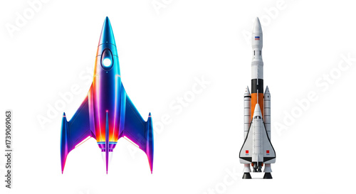 Fototapeta Naklejka Na Ścianę i Meble -  Futuristic Rocket Bundle isolated on transparent background
