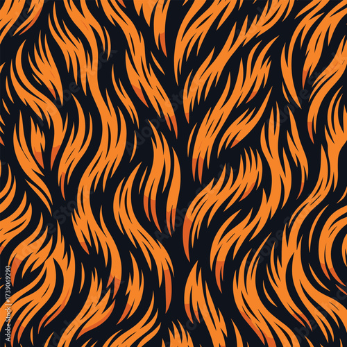 Vectand tiger skin pattern illustration with wild animal stripes and fur texture background, great fand wallpaper murals, fabric, tile surfaces, and decandative projects.