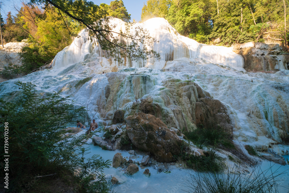 Naklejka premium Hot springs at Bagni San Filippo, town in the province of Siena, Italy