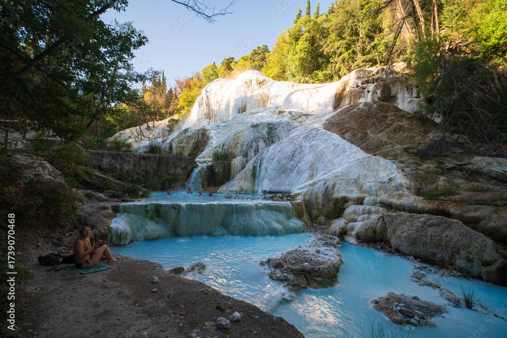Naklejka premium Hot springs at Bagni San Filippo, town in the province of Siena, Italy
