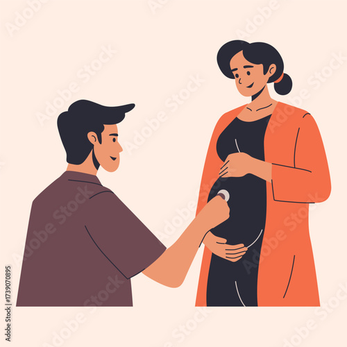 Doctor Checking pregnant mother with stethoscope