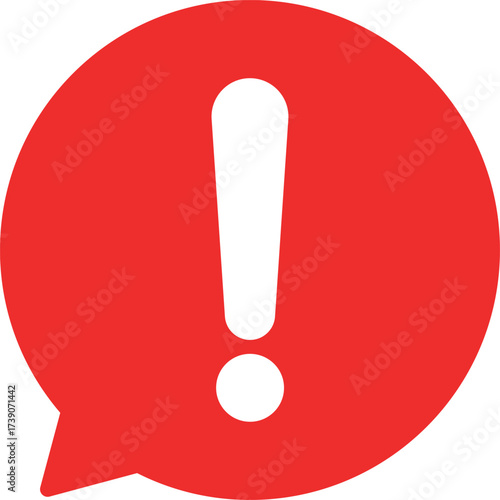 Red exclamation speech bubble icon . Hazard warning icon . Attention icon . Vector illustration