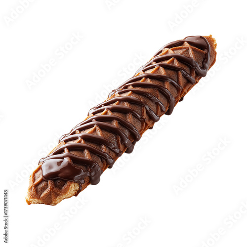 Chocolate waffle stick isolated on transparent background