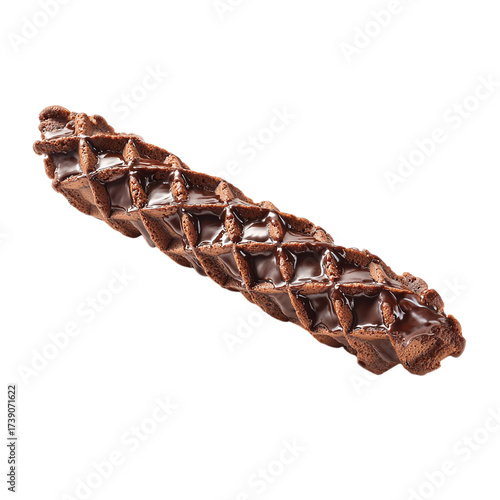 Chocolate waffle stick isolated on transparent background