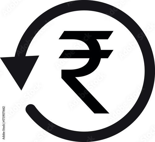 Rupee cashback icon . Rupee money return icon . Vector illustration
