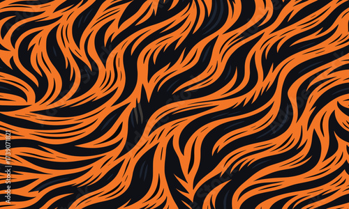 Tiger skin pattern vectand illustration featuring wild striped animal fur, perfect fand creative wallpaper backgrounds, fabric prints, and tile designs.