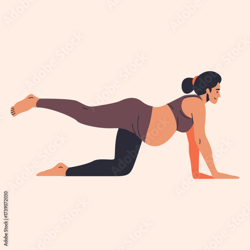 Mother Pregnant doing yoga exercise indoors
