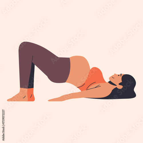Mother Pregnant doing yoga exercise indoors