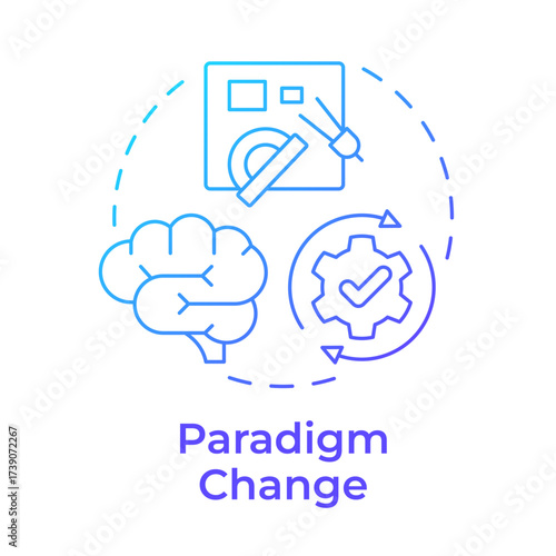 Paradigm change blue gradient concept icon. Fundamental transformation. Innovation management type. Round shape line illustration. Abstract idea. Graphic design. Easy to use in presentation