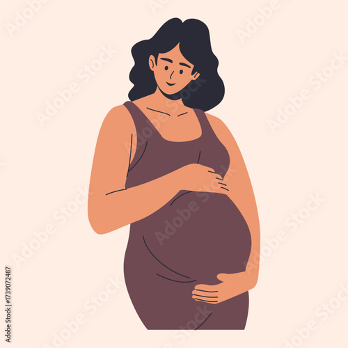 Mother Pregnant doing yoga exercise indoors