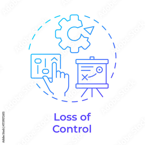 Loss of control blue gradient concept icon. Feel powerless and defensive to innovations. Barrier to change. Round shape line illustration. Abstract idea. Graphic design. Easy to use in presentation