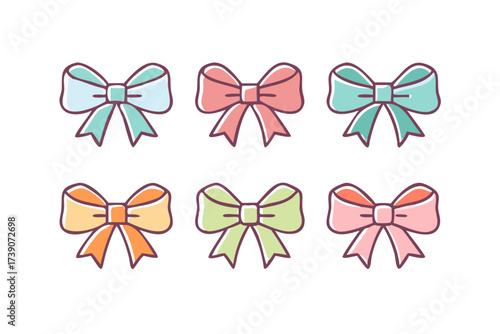 Pastel bows for decoration, gift and present