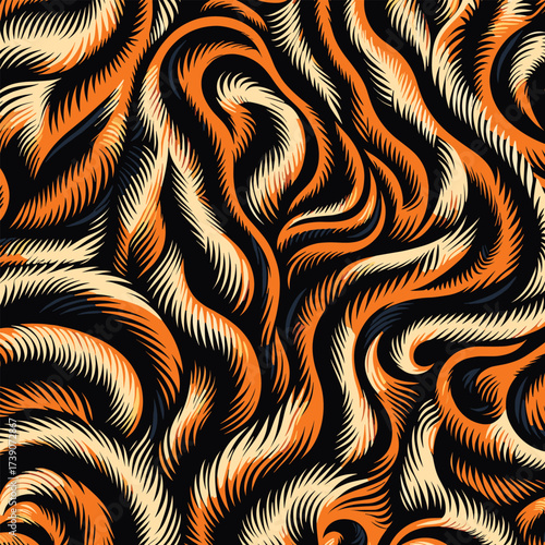 Wild tiger skin vectand illustration featuring striped animal fur texture background, perfect fand wallpaper, fabric, tile patterns, and artistic prints.