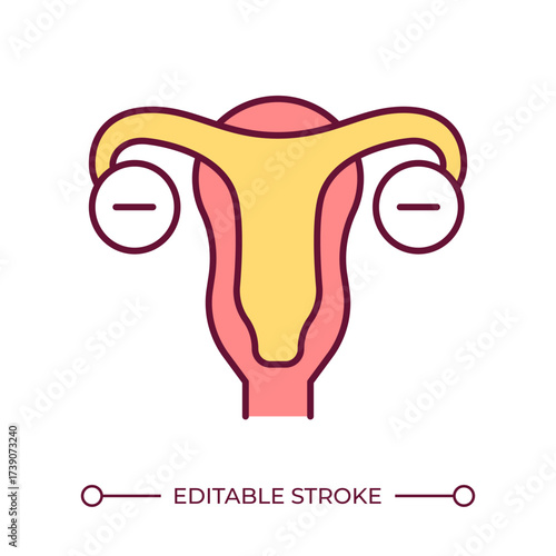 Primary ovarian insufficiency line color icon. Irregular and absent periods. Cause of menopause. Women health care. Isolated vector illustration. Flat colorful symbol design. Editable stroke