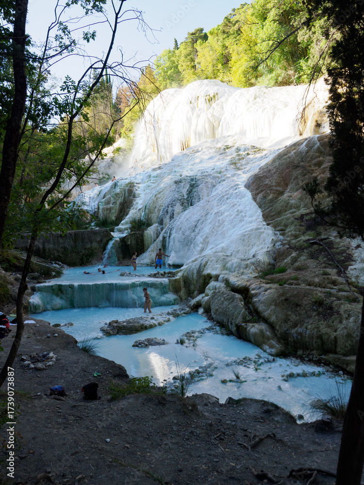 Obraz premium Hot springs at Bagni San Filippo, town in the province of Siena, Italy 