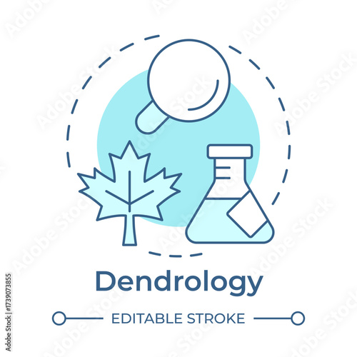 Dendrology soft blue concept icon. Nature science, biotechnology. Ecology, environment. Round shape line illustration. Abstract idea. Graphic design. Easy to use in brochure, booklet