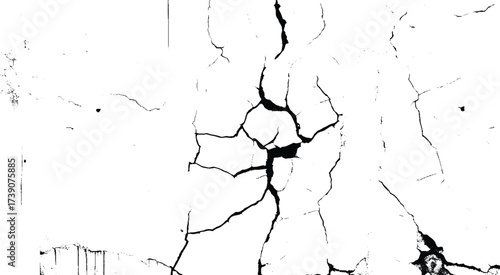 A textured background featuring a pattern of black cracks on a white surface, creating a striking contrast. Ideal for use in design and artistic projects. Vector