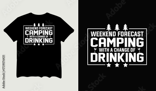 Weekend forecast camping t-shirt design for t-shirt quotes or poster svg printable cut file