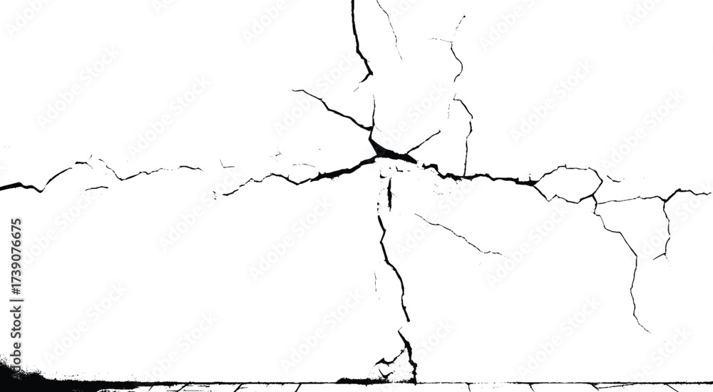 Fototapeta premium Surface cracks and fissures in ground. Vector grunge cracked texture style with cracked texture. eps10