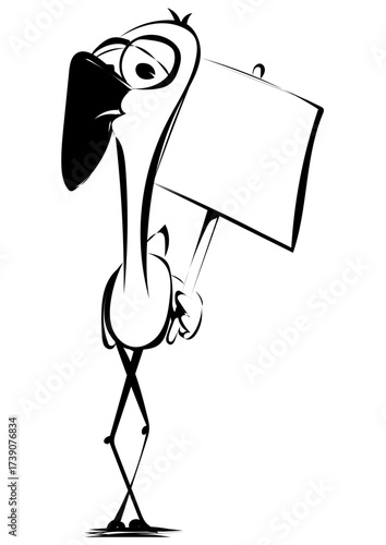 Flamingo mit Schild