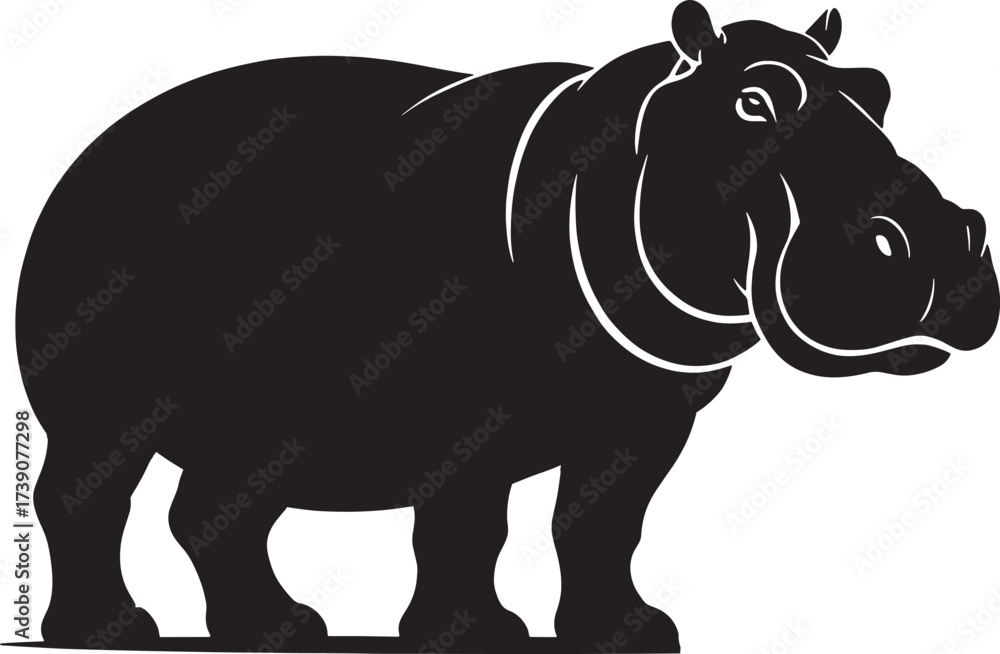 Fototapeta premium Simple Silhouette of a Hippopotamus Vector Illustration Showing African Wildlife and Animal Conservation with a Strong Graphic Design Aesthetic