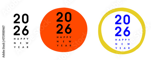 2026_HAPPY NEW YEAR_輪っか,円,縁_縦レイアウトセット｜2026_HAPPY NEW YEAR_Ring,Circle,Enclosure_Vertical Layout Set