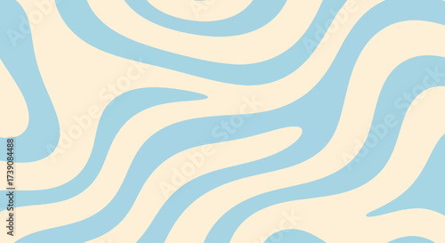 Abstract horizontal background with colorful waves. Trendy vector illustration in style retro 60s, 70s.