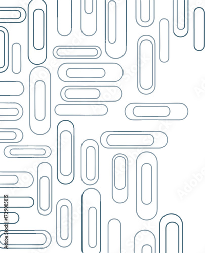 A simple and clean vector illustration of scattered paper clips, creating a minimalist background that represents business, connection, and office supplies