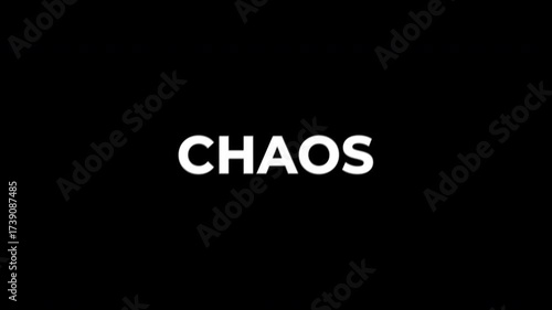 Chaos shake text animation in 4K with transparent background. Vibrating shaking typography effect for psychology, health, stress, mental health, harmful habits, social awareness video projects.
