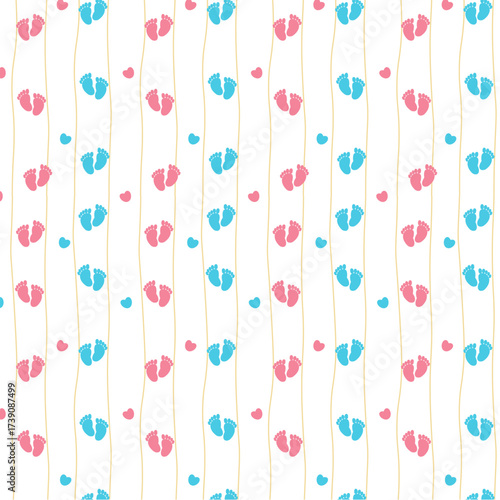 A bright seamless vector pattern designed for babies. With cheerful colors and playful shapes, this design is perfect for baby products, nursery decor, fabric printing, wallpapers, or children’s illus