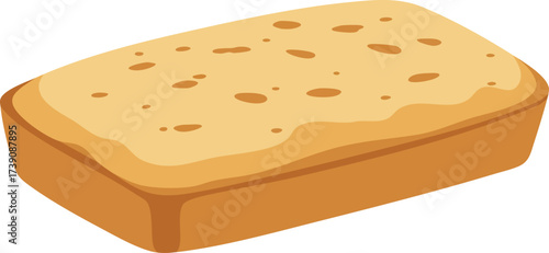 A simple vector illustration of a freshly baked loaf of cornbread or pound cake on a white background.