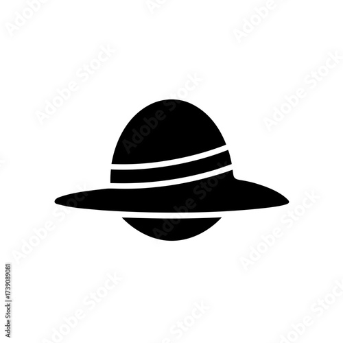 A stylized depiction of a planet with rings shown in black silhouette against a white background space view on transparent background