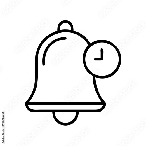 Notification bell icon with clock symbol in minimalistic style  