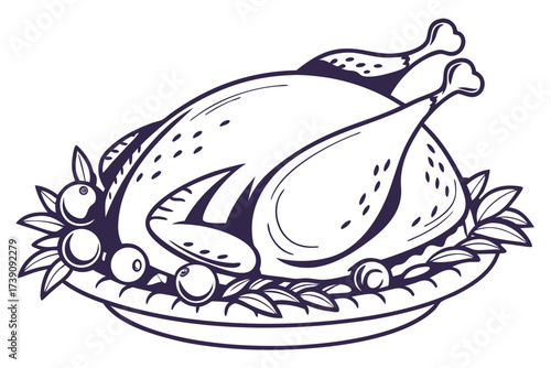 vector illustration of a fish and vegetables