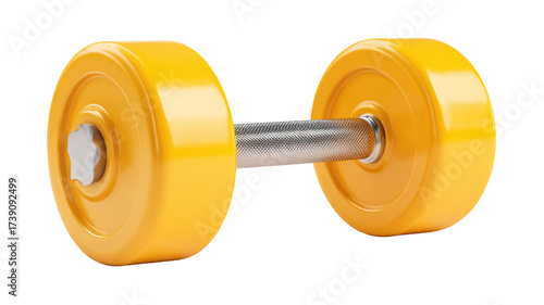 3d icon of yellow dumbbell fitness equipment gym weightlifting sport training exercise muscle strength workout object element isolated on white background
