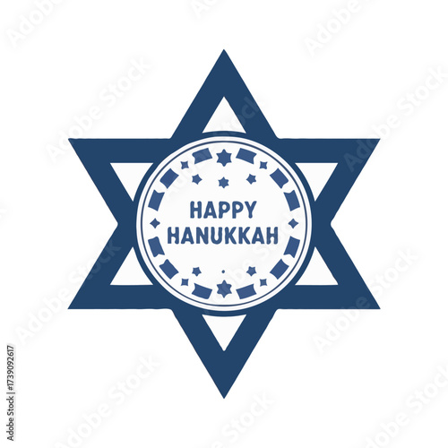 Happy hanukkah star of david emblem isolated on white background