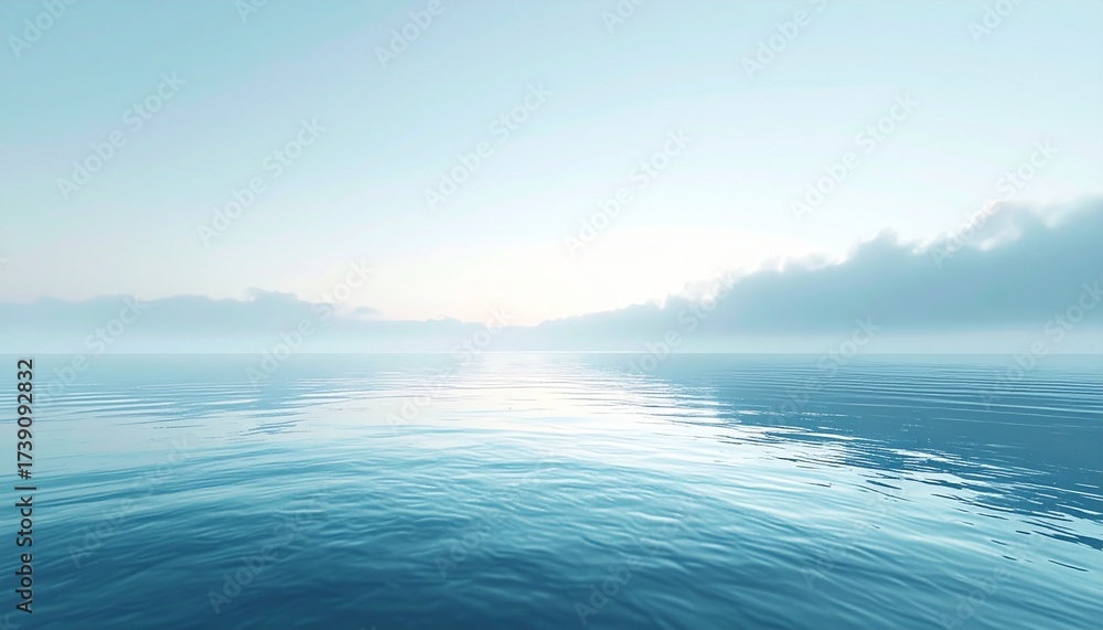 Obraz premium Calm Morning Sea Horizon with Mist Gradient Banner