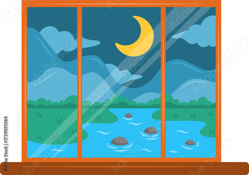 Illustration of a wooden climbing wall with grey holds for children's play and recreation