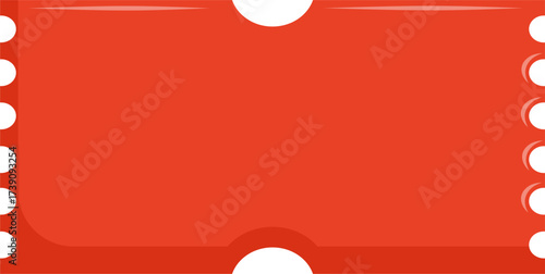 Blank Red Perforated Ticket or Coupon Template Vector. Empty Event Pass, Voucher, or Discount Card Graphic.