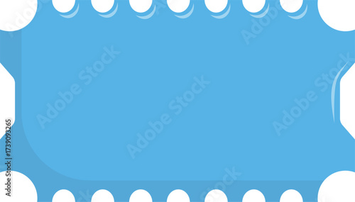 Simple Blank Blue Ticket or Coupon Template with Perforated Edges