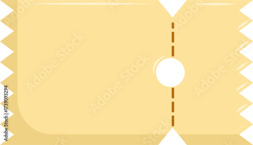 Blank Yellow Coupon Ticket Template with Perforated Tear Line. Simple Voucher for Discount, Event Entry, or Promotion.