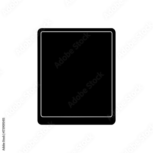 Black rectangle with rounded corners and a thin white outline on a plain white background image shown here on transparent background silhouette