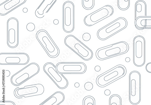 Minimalist seamless pattern of blue outline paper clips, a modern and clean vector illustration for office and business concepts