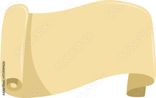 Antique Parchment Scroll, Unfurled Design Element.