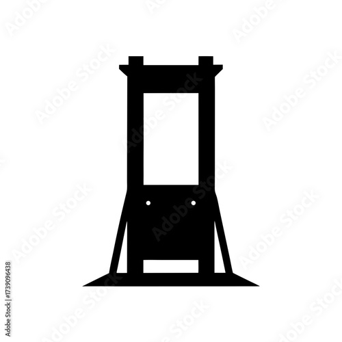 Silhouette of a black guillotine device on transparent background