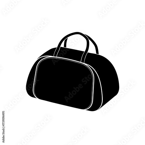 Illustration of a black duffel gym bag art on transparent background silhouette