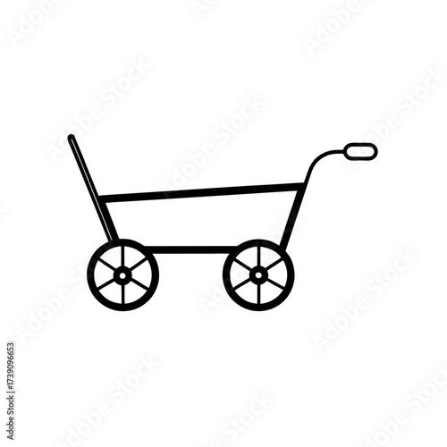 Simple outline of a two wheeled cart icon on transparent background silhouette