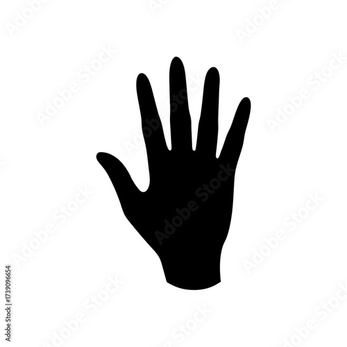 Silhouette image of a hand with fingers on transparent background