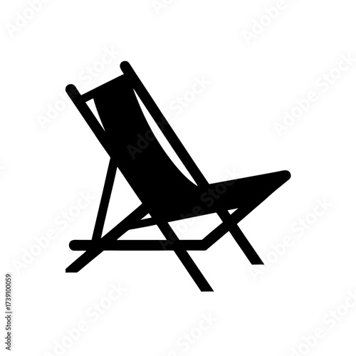 Silhouette of a beach chair on white background on transparent background